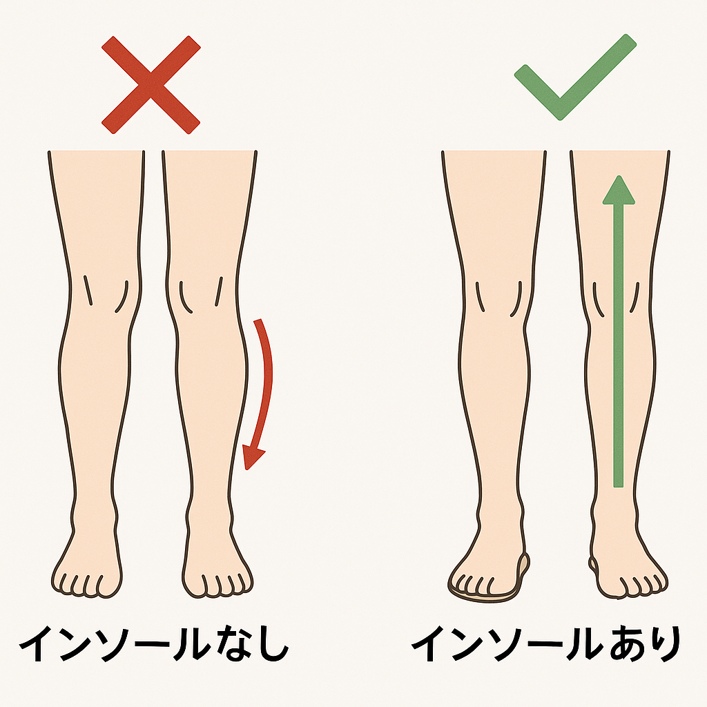 インソールなし・あり